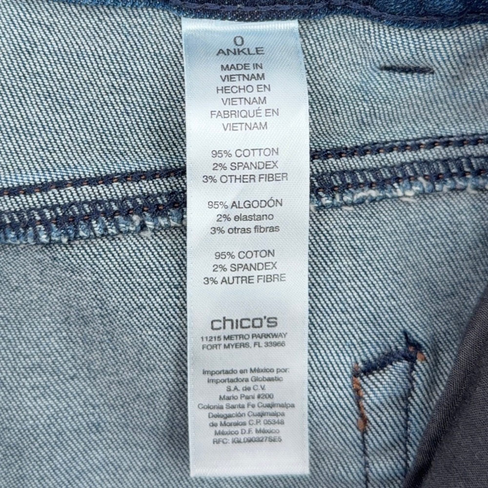 Chico's The Platinum Boyfriend Jeans Women 0 Ankle Cotton Spandex Blue‎ - Picture 5 of 9
